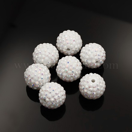 Chunky Resin Rhinestone Bubblegum Ball Beads CLAY-G007-15-1