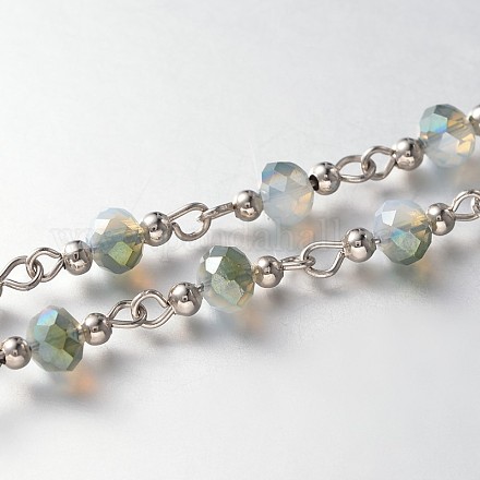 Catene di perle in vetro rondelle sfaccettate fatte a mano per la realizzazione di bracciali collane X-AJEW-JB00123-01-1