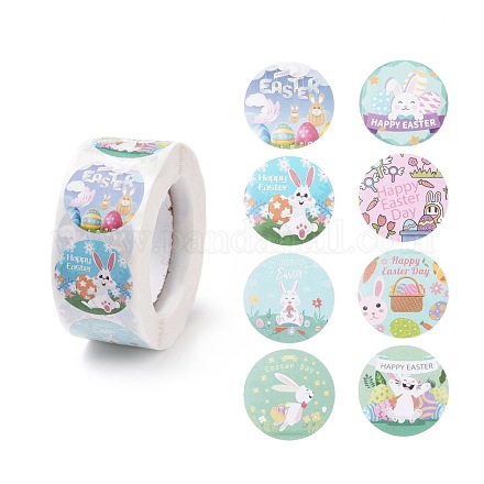 8 Patterns Easter Theme Self Adhesive Paper Sticker Rolls DIY-C060-03R-1