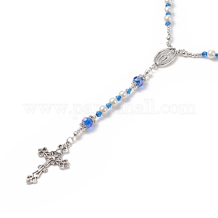 Collier de perles de verre et chapelet acrylique NJEW-TA00041-01-1