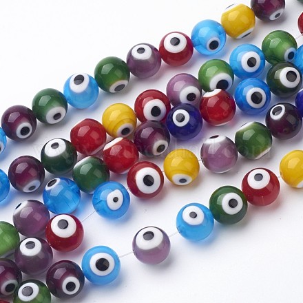 Chapelets de perles vernissées manuelles LAMP-J082-M-12mm-1