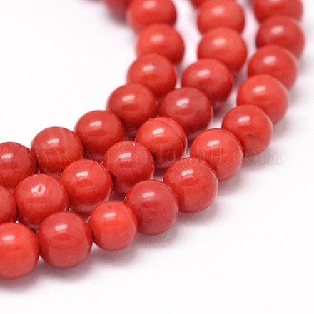 Natural Coral Round Beads Strands X-CORA-L037-01B-1