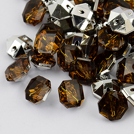 2-Hoyo botones de octágono de acrílico Diamante de imitación de Taiwán BUTT-F016-10mm-12-1