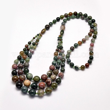 Natural Moss Agate Graduated Beaded Necklaces NJEW-F113-01C-1