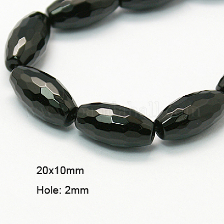 Natural Black Onyx Beads Strands G-E039-FR2-20x10mm-1
