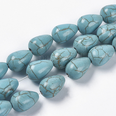 Chapelets de perles en turquoise synthétique G-E456-19-8x12mm-1