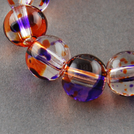 Two Tone Spray Painted Transparent Glass Bead Strands DGLA-R027-6mm-04-1
