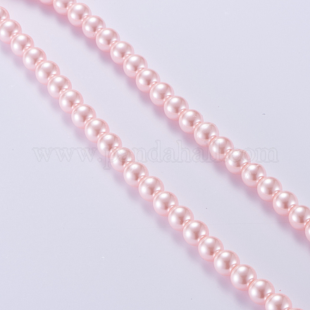 Eco-Friendly Dyed Glass Pearl Round Bead Strands HY-A008-6mm-WH007-1