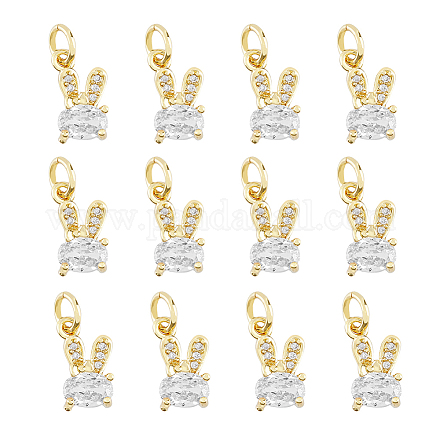 Dicosmetic 12 Uds. Amuletos de conejo con diamantes de imitación ZIRC-DC0001-14-1