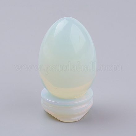オパールディスプレイ装飾  ベース付き  卵形の石  56mm  卵：47x30mm DJEW-G018-08-1