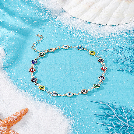 1 шт. латунные и ручные браслеты-цепочки с защитой от сглаза&nbsp;AJEW-LP0007-66A-1