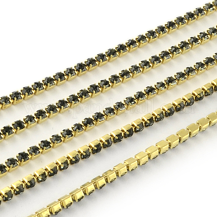 Nickel Free Raw(Unplated) Brass Rhinestone Strass Chains CHC-R119-S6-01C-1-1