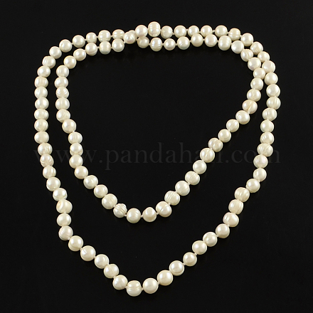 Pearl Beaded Two Tiered Necklaces NJEW-Q282-16-1
