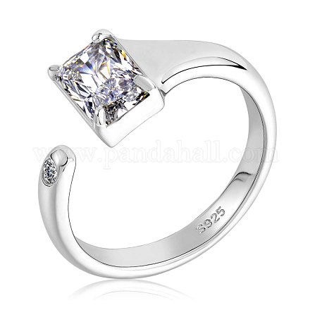 925 прямоугольное открытое кольцо-манжета из стерлингового серебра с родиевым покрытием JR905A-1