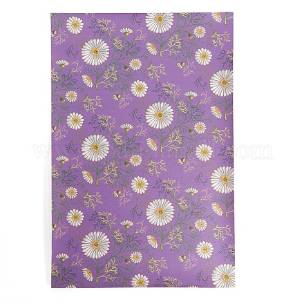 Маргаритки с цветочным принтом ПВХ кожаные листы ткани DIY-WH0158-61B-11-1