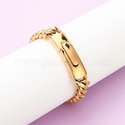 Браслеты из кубинской цепочки из нержавеющей стали 304 для мужчин и женщин BJEW-C124-02G-1