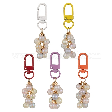 Placage de porte-clés pendentif en perles acryliques HJEW-JM01068-1