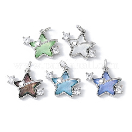 Подвески из латуни микропаве с фианитами и стеклом KK-F892-47P-1