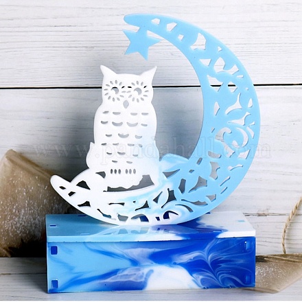 Halloween Theme DIY Moon with Owl Display Decoration Silicone Molds DIY-G058-E02-1