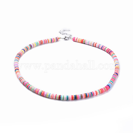 Colliers de perles heishi en pâte polymère faites main NJEW-JN02451-1