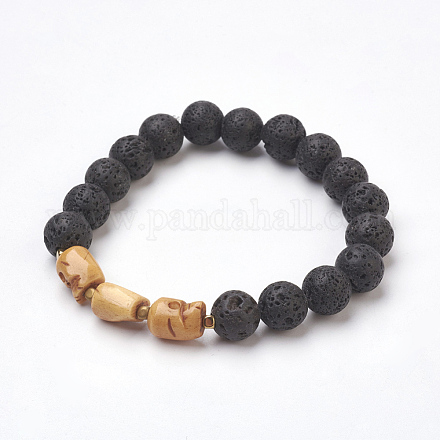 Natural Lava Beads Stretch Bracelets BJEW-JB03880-02-1