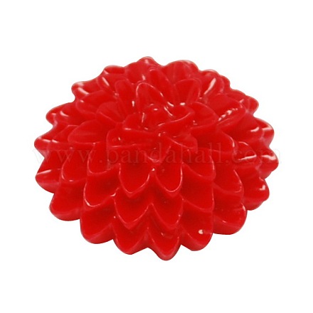 Red Tone Flower Opaque Resin Cabochons X-CRES-R021-A19-1