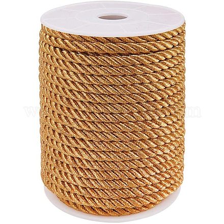 JEWELEADER Dark Goldenrod Craft Nylon Rope 5mm about 50 ft Twisted Decor Trim Cord Multipurpose Utility Nylon Thread Cord for Jewelry Making Knot Rosaries Upholstery Curtain Tieback 0.2 inch NWIR-PH0001-07H-1
