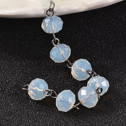 Chaînes de perles rondelles en verre imitation jade pour colliers fabrication de bracelets AJEW-JB00165-01-1