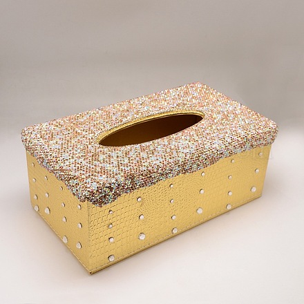 Shining Cuboid Paperboard Tissue Boxes AJEW-L013-07-1