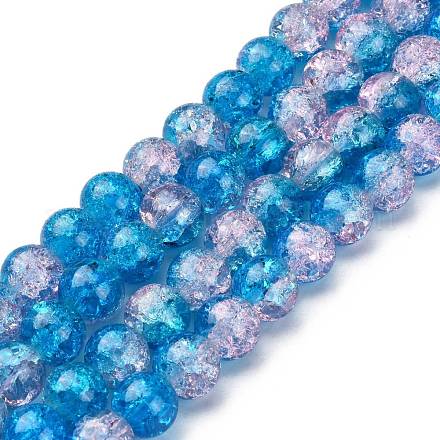 Spray Painted Crackle Glass Beads Strands CCG-Q001-10mm-19-1