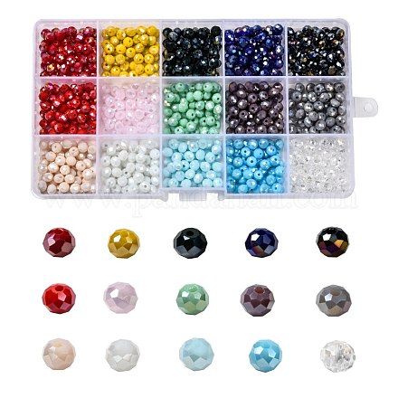 Perline in vetro placcato 15 colori EGLA-X0006-02E-6mm-1