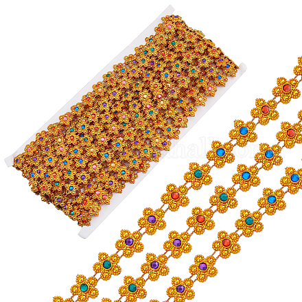 プラスチックビーズトリムガーランド連  ガーメントアクセサリーの装飾用  花  ゴールデンロッド  1/2インチ（13.5mm）  約9.84ヤード（9m）/連 FIND-WH0056-89-1