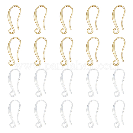 SUPERFINDINGS 16 Pairs 2 Colors Brass Earring Hooks KK-FH0005-54-1