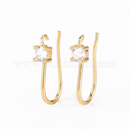Brass Micro Pave Clear Cubic Zirconia Earring Hooks ZIRC-S068-004-NF-1