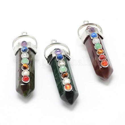 Natural Indian Agate Gemstone Pointed Pendants G-T035-07-1