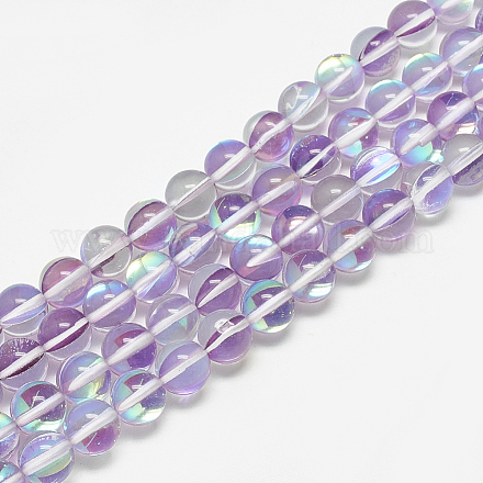 Chapelets de perles en pierre de lune synthétique G-S300-117E-6mm-1