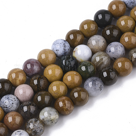 Chapelets de perles en jaspe d'océan naturelle G-S150-56-6mm-1