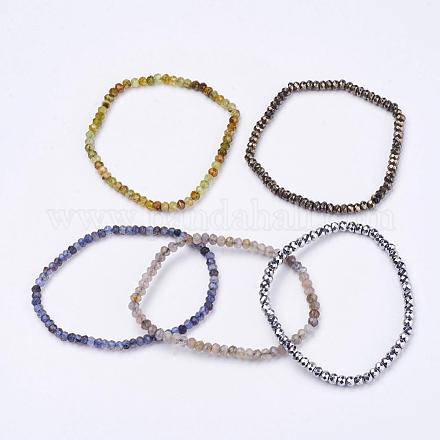 Bracelets élastiques en pierre mélangée naturelle / synthétique BJEW-JB03218-1