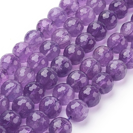 Natürlichen Amethyst Perlen Stränge X-G-C073-10mm-3-1