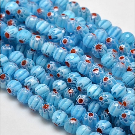 Millefiori facettes perles rondes de fils de verre X-LK-P006-02-1