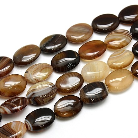 Chapelets de perle ovale en agate rayée naturelle/agate à bandes X-G-L175B-07-1