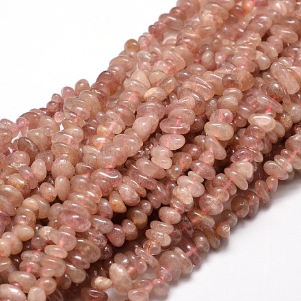 Fraise naturelle perles de pépites de quartz brins G-E271-116-1
