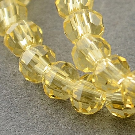 Faceted Gold Transparent Glass Flat Round Bead Strands X-GLAA-R136-3mm-06-1