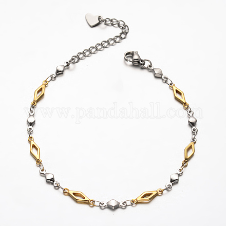 Rhombus 304 Stainless Steel Link Bracelets BJEW-N287-20-1