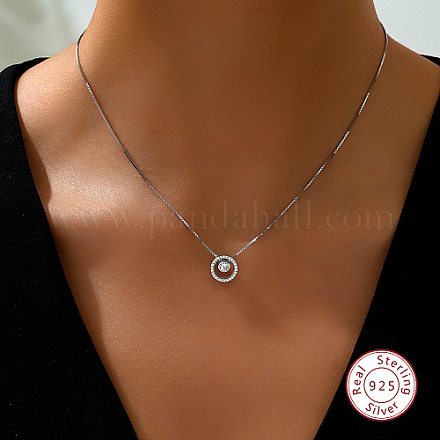 Ожерелья-подвески с кольцами из кубического циркония и 925 серебряной цепочкой из стерлингового серебра IA4948-2-1
