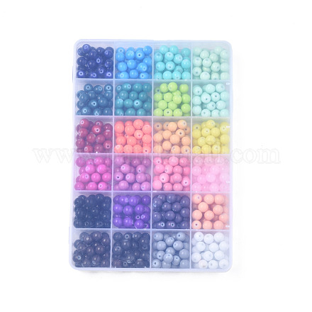 Perles en verre peintes à patisserie DGLA-Q026-01-1