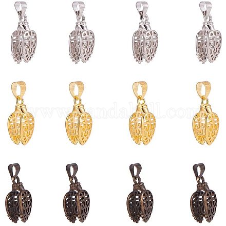 PandaHall Elite 30 pcs 3 Colors Brass Pinch Bails Pinch Clip Bail Clasp Dangle Charm Bead Pendant Connector Findings for Pendants Necklace Jewelry DIY Craft Making KK-PH0036-26-1