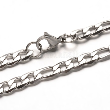 Bracelets avec chaîne figaro mode 304 en acier inoxydable BJEW-L510-11-1
