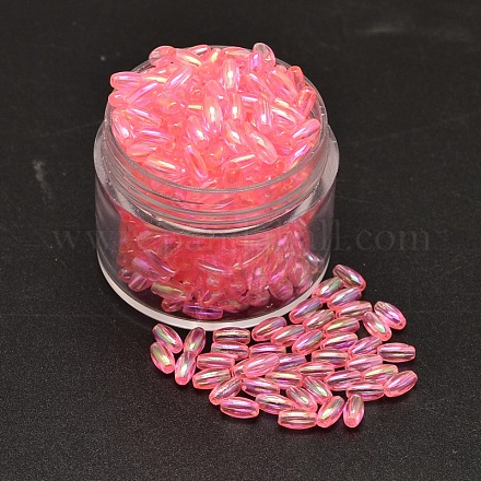 Perles acryliques transparentes écologiques plaquées de riz plaqué couleur ab X-PACR-I002-02-1