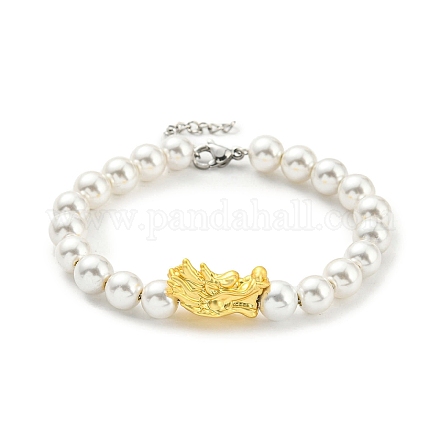 Bracelet en perles de dragon et de perles en plastique plaqué en rack BJEW-D030-01A-G-1